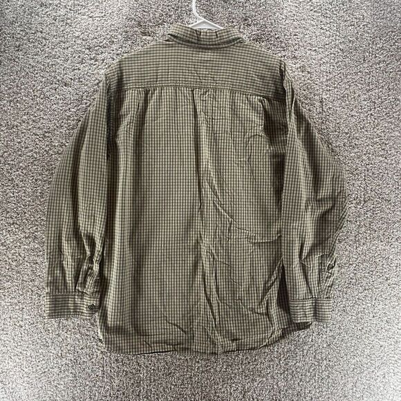 Columbia Shirt Adult Large Gren Tan Plaid Long Sleeve Button Up Hiking Mens Logo - Picture 9 of 10